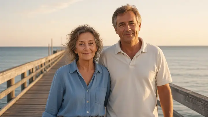 Ruth and her husband on the jetty.